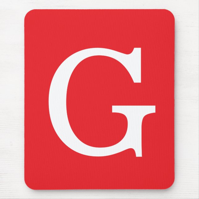 Initial Letter Monogram Red White Plain Simple Mouse Mat (Front)