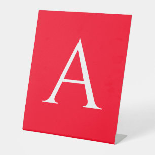 Initial Letter Monogram Red White Plain Simple Pedestal Sign