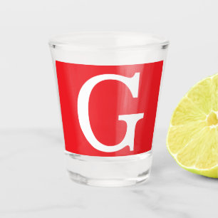 Initial Letter Monogram Red White Plain Simple Shot Glass