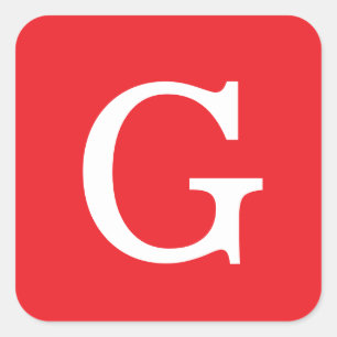 Initial Letter Monogram Red White Plain Simple Square Sticker