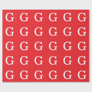 Initial Letter Monogram Red White Plain Simple Wrapping Paper