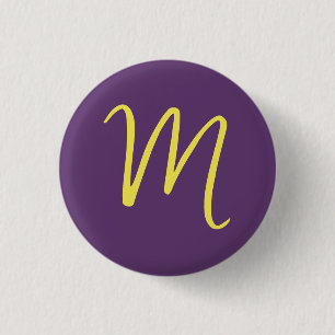 Initial Letter Monogram Stylish Indigo Yellow 3 Cm Round Badge