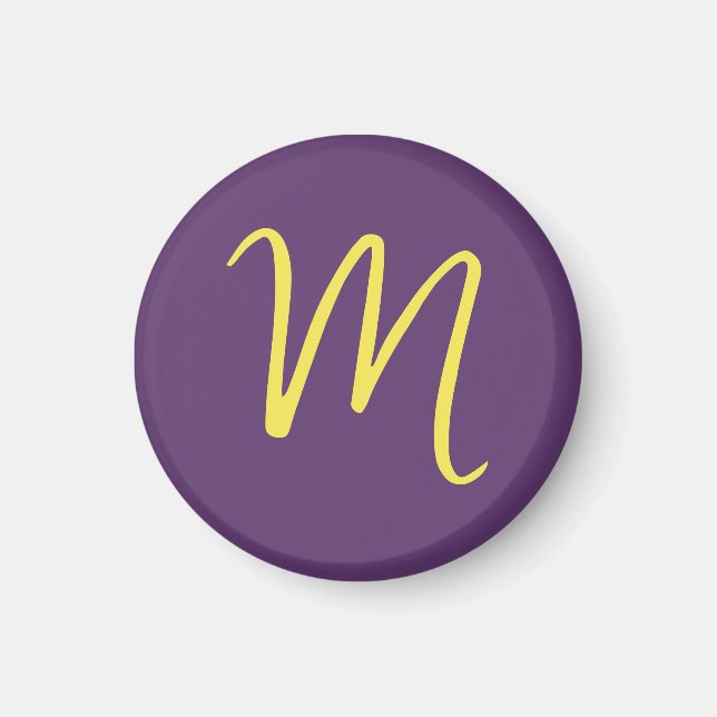 Initial Letter Monogram Stylish Indigo Yellow Magnet (Front)