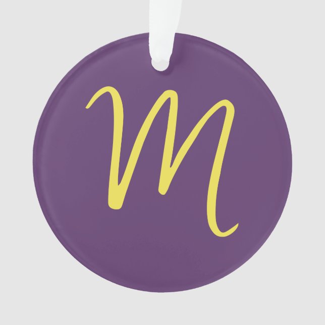 Initial Letter Monogram Stylish Indigo Yellow Ornament (Front)