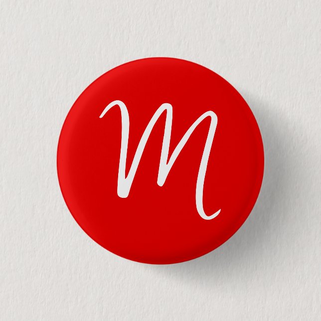 Initial Letter Monogram Stylish Red White 3 Cm Round Badge (Front)