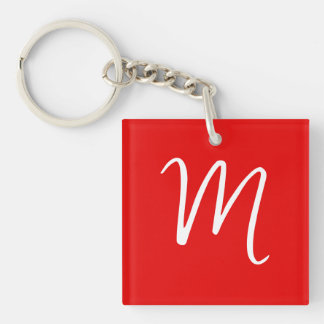 Initial Letter Monogram Stylish Red White Key Ring