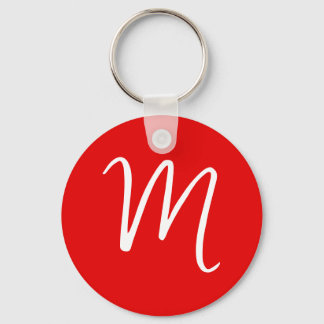 Initial Letter Monogram Stylish Red White Key Ring