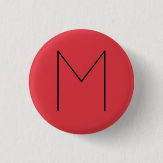 Initial Letter Monogrammed Modern Minimalist Red 3 Cm Round Badge