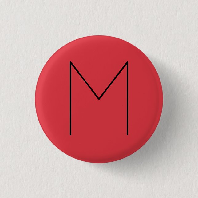 Initial Letter Monogrammed Modern Minimalist Red 3 Cm Round Badge (Front)