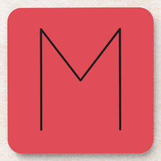 Initial Letter Monogrammed Modern Minimalist Red Coaster