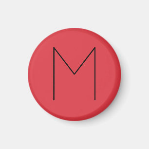 Initial Letter Monogrammed Modern Minimalist Red Magnet