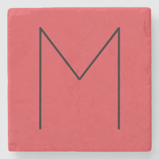 Initial Letter Monogrammed Modern Minimalist Red Stone Coaster