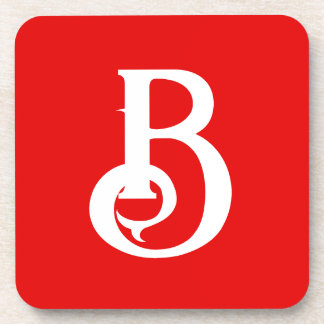 Initial Letter Monogrammed Red White Classical Coaster