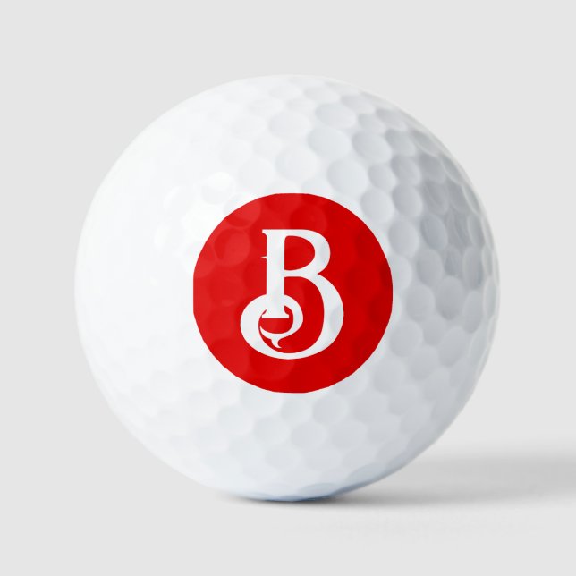 Initial Letter Monogrammed Red White Classical Golf Balls (Front)