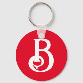Initial Letter Monogrammed Red White Classical Key Ring