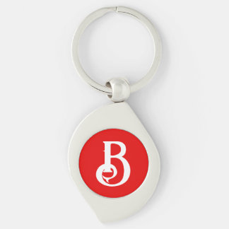 Initial Letter Monogrammed Red White Classical Key Ring