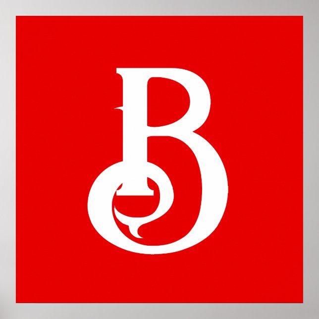 Initial Letter Monogrammed Red White Classical Poster (Front)