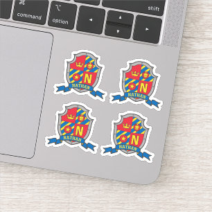 Initial letter N custom name Nathan lion crest