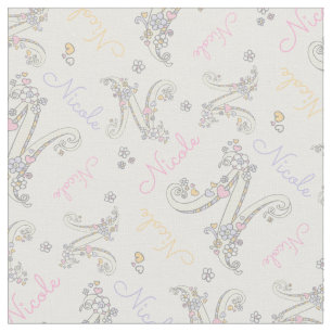 Initial letter N Nicole custom name fabric