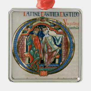 Initial letter 'O' Osculatur me - Let me kiss Metal Tree Decoration