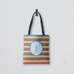 Initial Letter Primary Colour Striped Tote Bag<br><div class="desc">You can be sure never to get your bag mixed up with somebody else's with this primary colour striped tote. The simple yet distinctive stripes and the large circle with your initial on the front will guarantee that.</div>