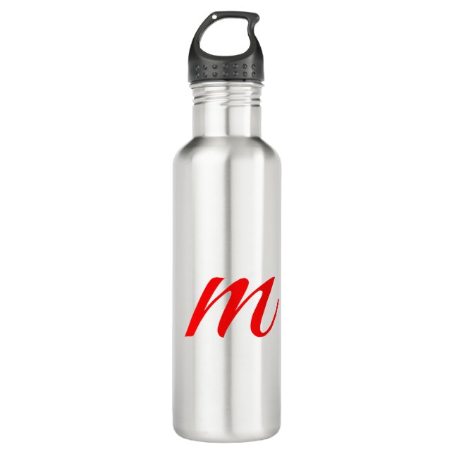 Initial letter red monogram professional modern 710 ml water bottle (Front)