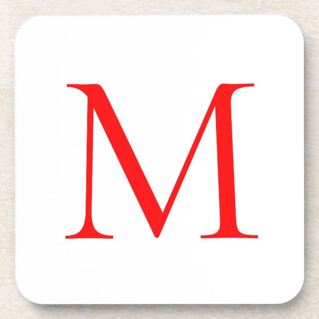 Initial letter red white monogrammed professional coaster (Front)