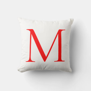 Initial letter red white monogrammed professional cushion