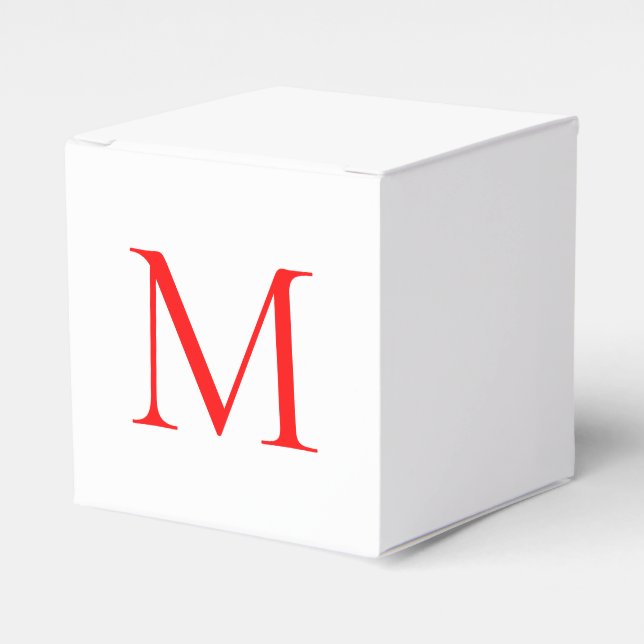 Initial letter red white monogrammed professional favour box (Front Side)