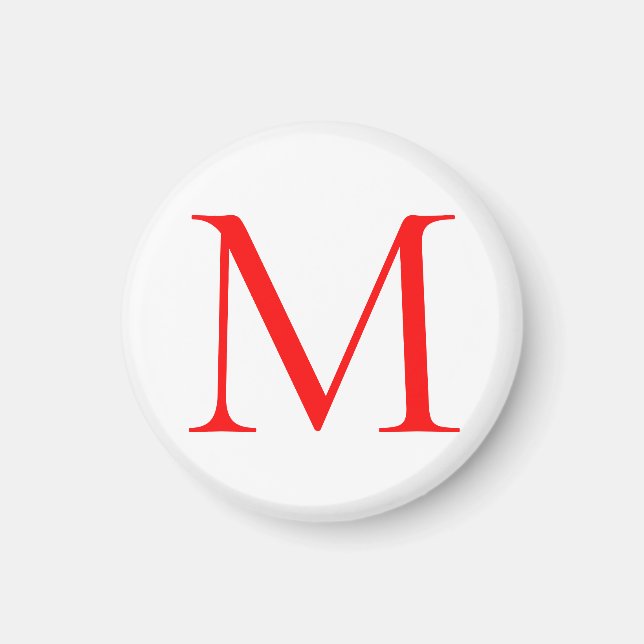 Initial letter red white monogrammed professional magnet (Front)