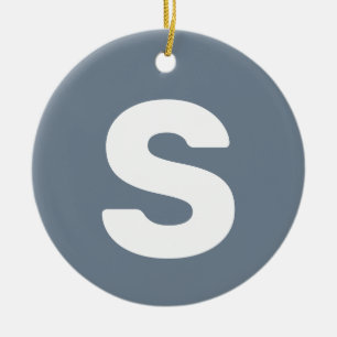 Initial Letter Slate Grey Simple Elegant Ceramic Tree Decoration