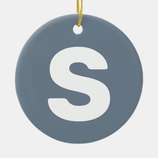 Initial Letter | Slate Grey Simple Elegant Ceramic Tree Decoration (Front)