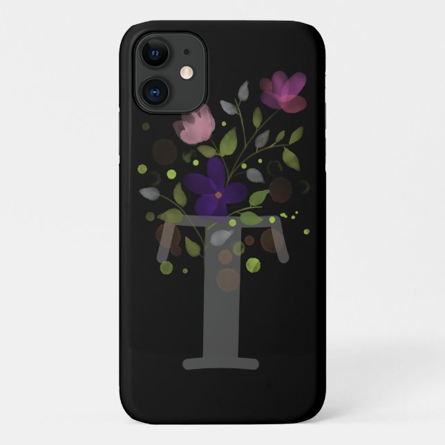 Initial Letter T Plus Floral Design Case-Mate iPhone Case (Back)