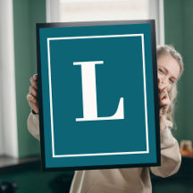 Initial Letter |Teal Monogram Modern Stylis