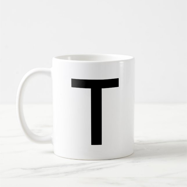 Initial Letter | Teal Monogram Modern Stylish Cool Coffee Mug (Left)