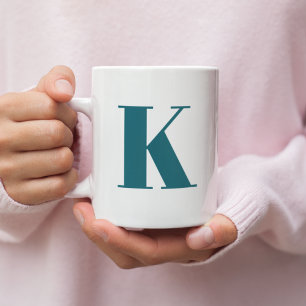 Initial Letter   Teal Monogram Modern Stylish Cool Coffee Mug