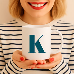 Initial Letter   Teal Monogram Modern Stylish Cool Coffee Mug