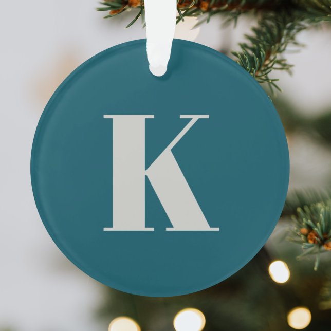 Initial Letter | Teal Monogram Modern Stylish Cool Ornament (Creator Uploaded)