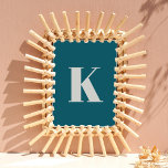 Initial Letter | Teal Monogram Modern Stylish Cool Poster<br><div class="desc">Simple,  stylish custom initial letter monogram poster print in modern minimalist typography in putty grey on teal blue. A perfect custom gift or accessory with a personal touch!</div>