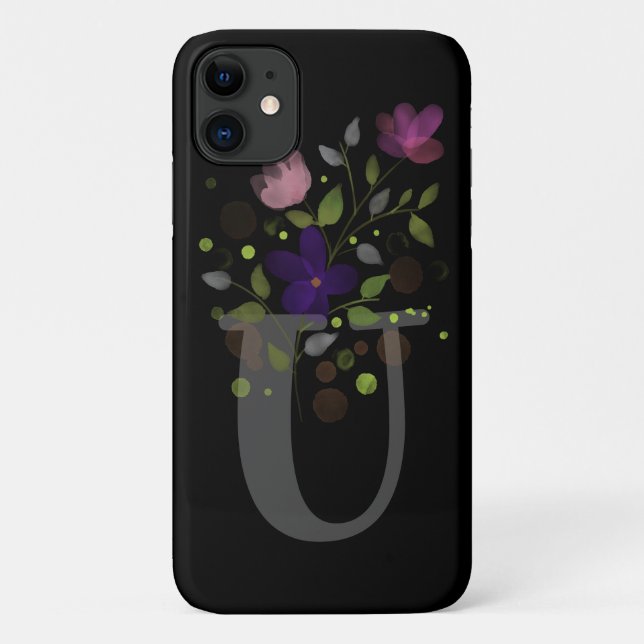 Initial Letter U Plus Floral Design Case-Mate iPhone Case (Back)