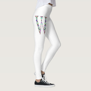 Initial Letter W Gemstone Design Leggings