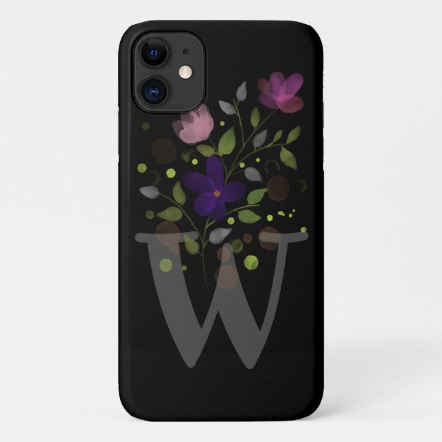 Initial Letter W Plus Floral Design Case-Mate iPhone Case (Back)
