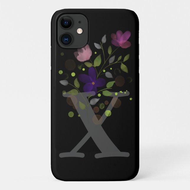 Initial Letter X Plus Floral Design Case-Mate iPhone Case (Back)