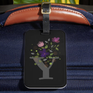 Initial Letter Y Plus Floral Design Luggage Tag