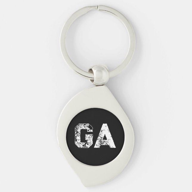 Initial Letters Monogram Black White Plain Simple Key Ring (Front)