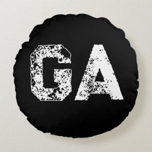 Initial Letters Monogram Black White Plain Simple Round Cushion