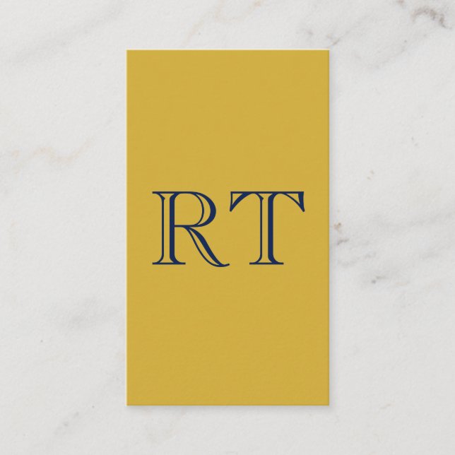 Initial Letters Monogram Gold & Blue Plain Simple Enclosure Card (Front)