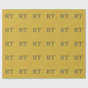 Initial Letters Monogram Gold & Blue Plain Simple Wrapping Paper