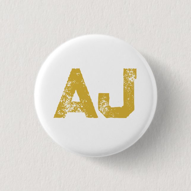 Initial Letters Monogram Gold Colour Plain Simple 3 Cm Round Badge (Front)
