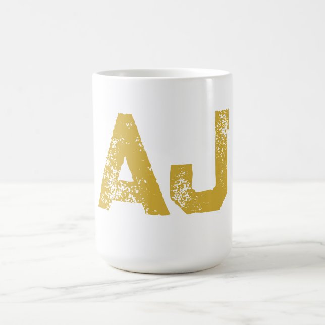 Initial Letters Monogram Gold Colour Plain Simple Coffee Mug (Center)